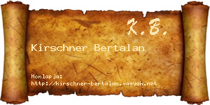 Kirschner Bertalan névjegykártya